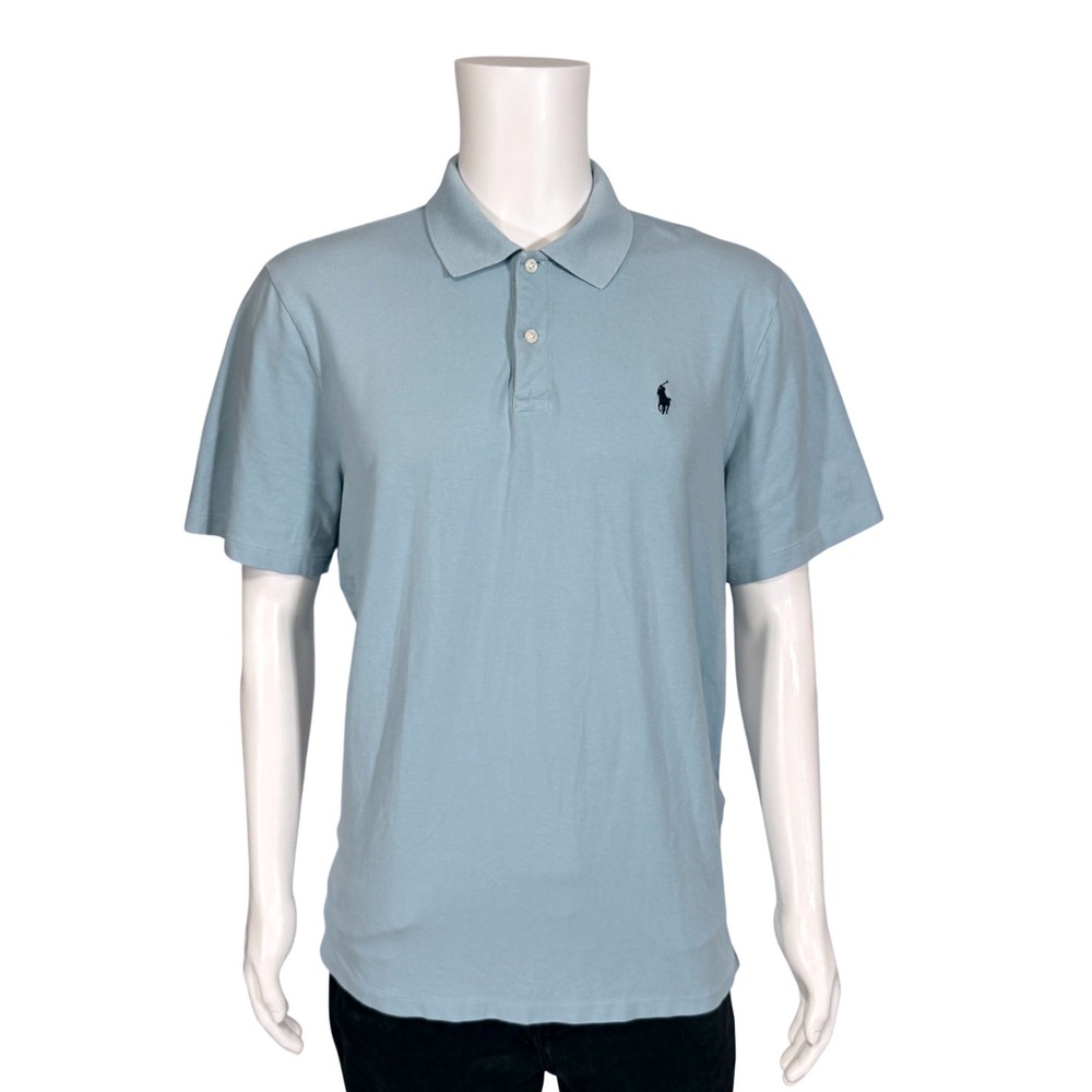 Polo Golf Ralph Lauren Mens‎ Large Light Blue Short Sleeve Stretch Polo Shirt